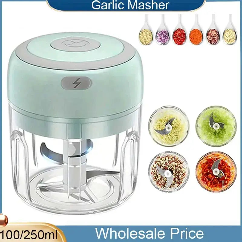 100/250mL Mini Crusher Chopper USB Charging Garlic Mincer Electric Garlic Chopper Powerful Ginger Garlic Onion Meat Masher from PriceLows™