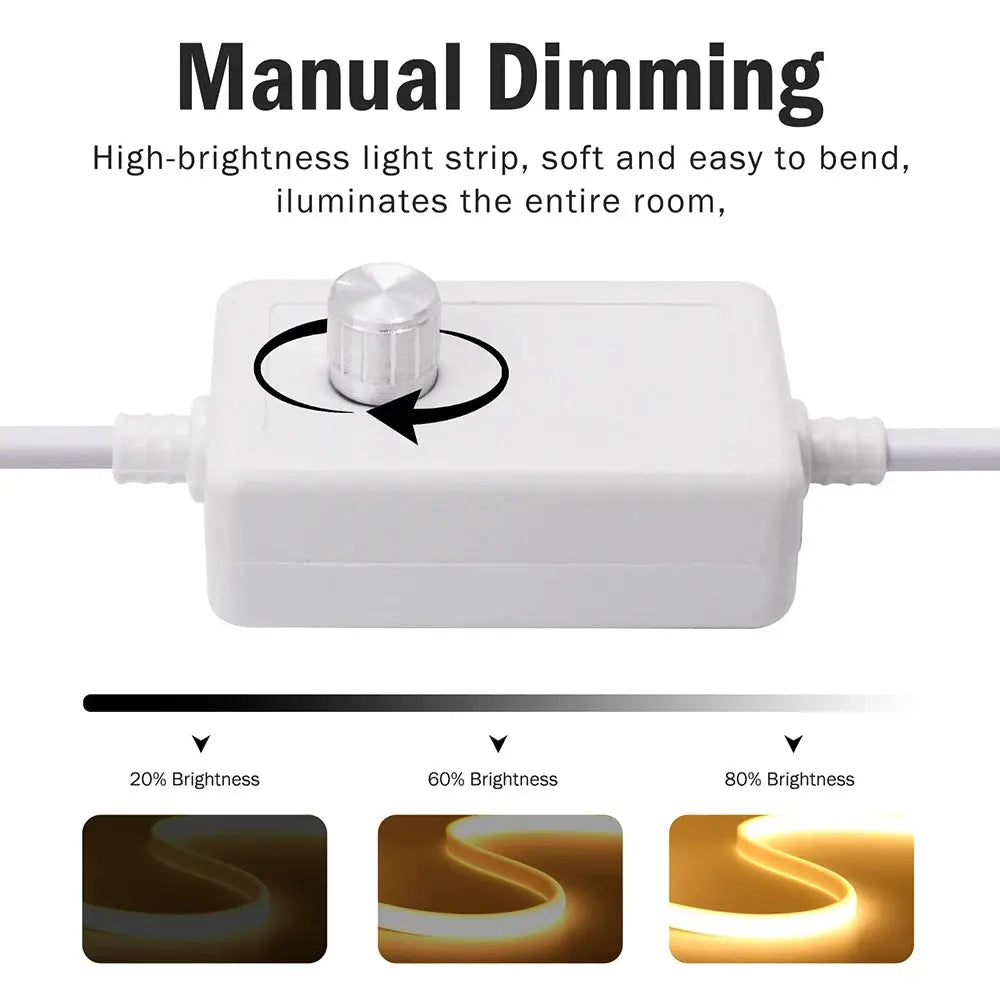 220V Dimmable COB LED Neon Strip Light Dimmer Switch Plug Kit Waterproof 288 LED Flex Tube Lamp Hight Bright Warm/Natural White from PriceLows™