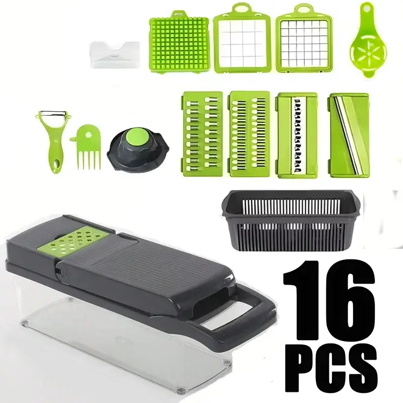 Vegetable Cutter Set | Stainless Steel Blades | Manual Food Slicer Grater