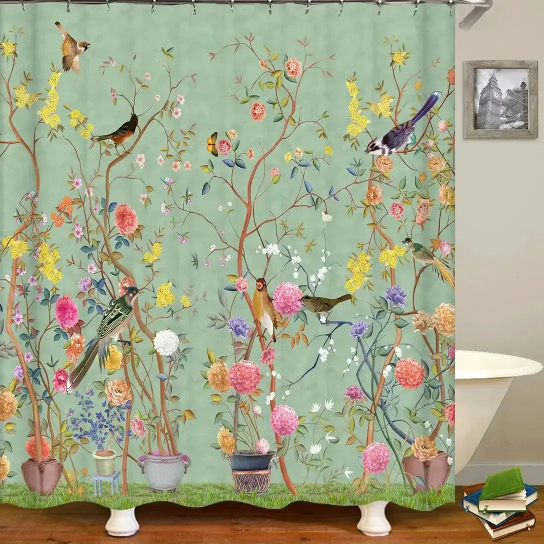 Chinese Style Flower and Birds Tree Shower Curtains Bath Curtain Waterproof Bathroom Decor With Hooks 3d Printing Bath Curtain from PriceLows™