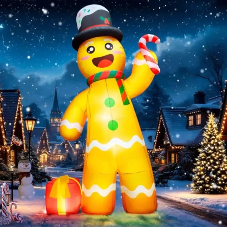 Inflatable Gingerbread Man | Built In Led | 12 Ft Height | Red And White