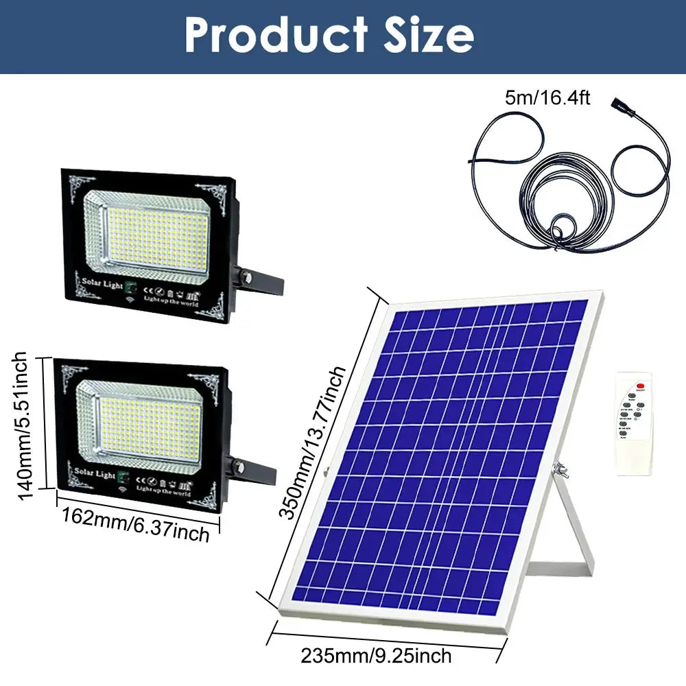 500W Led Solar Light High Bright 2 Head Flood Light Waterproof Outdoor Garden Wall Light with Aluminum Solar Panel For Garden from PriceLows™