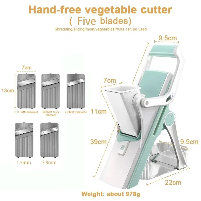 Vegetable Slicer | 5 In 1 Mandoline Set | Stainless Steel Blades | Adjustable