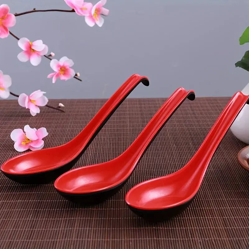 5pcs Soup Spoons Japanese Style Rice Spoons Melamine Spoon Sauces Soup Spoon Porridge Spoon Ramen Pho Wonton Dumpling from PriceLows™
