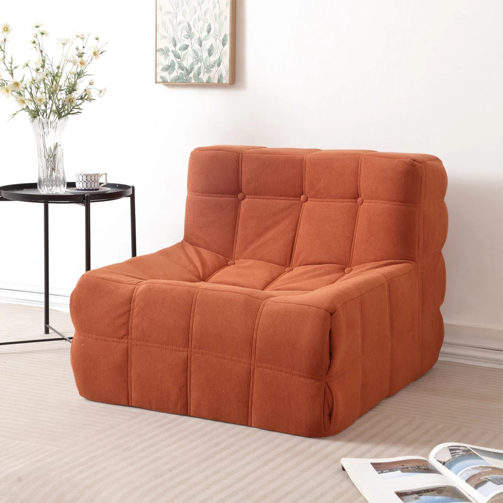 Floor Chair | Plush Corduroy Fabric | Tufted Modular | Single Size