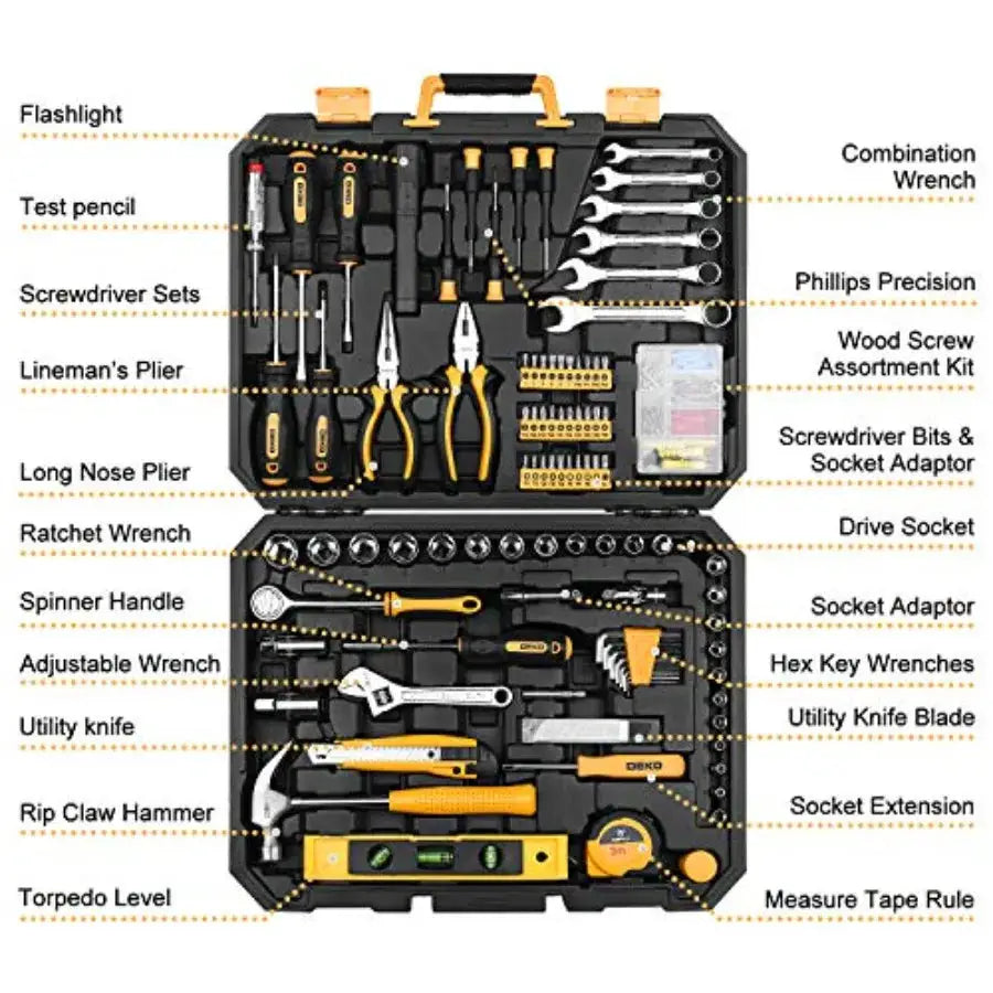 208 Piece Tool Set, General Household Hand Tool Kit, Auto Repair Tool Box with Plastic Toolbox Storage Case from PriceLows™