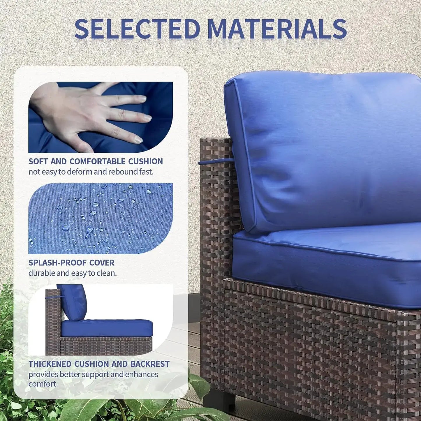 7-Piece Modular Outdoor Furniture Set, PE Rattan Wicker Sectional Modular Conversation Sofa Set, Perfect For Garden Balcony from PriceLows™