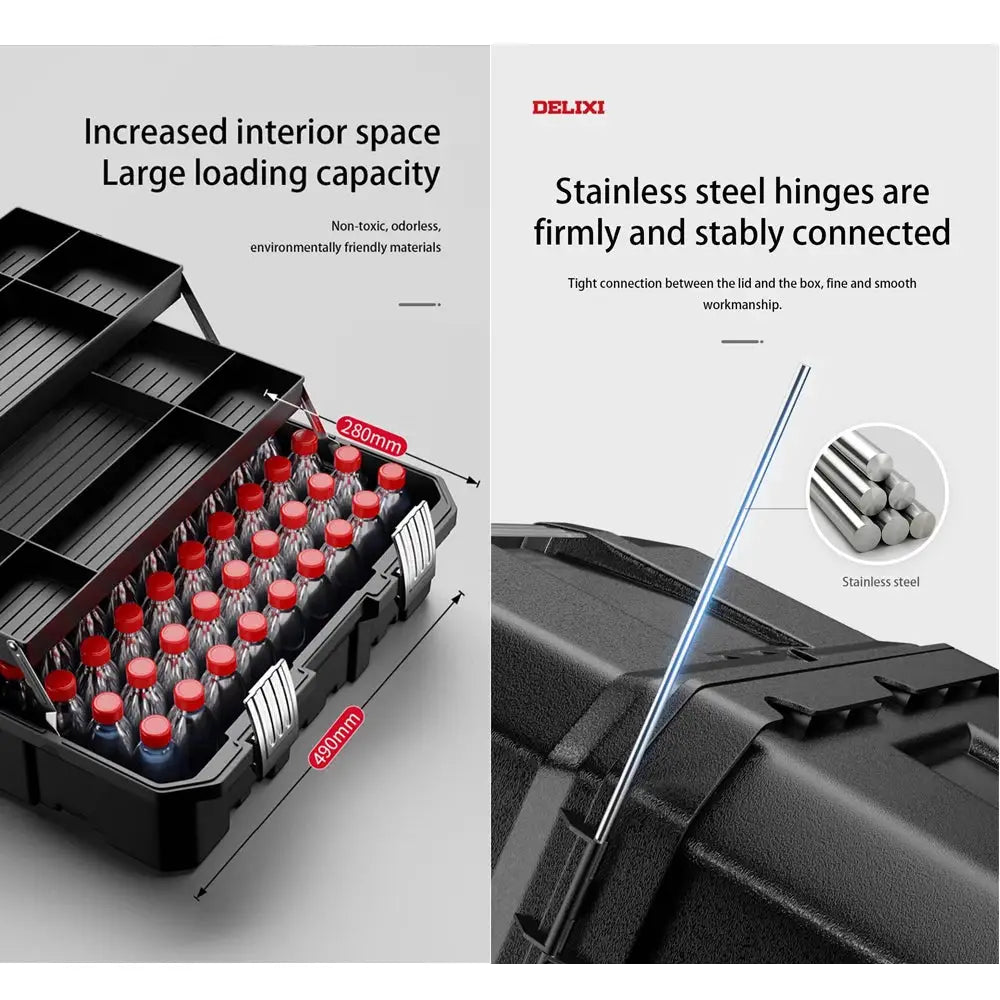 Heavy Duty Folding Tool Box Triple Layer Storage Organizer for Home Repair Automotive And Workshop Tools from PriceLows™