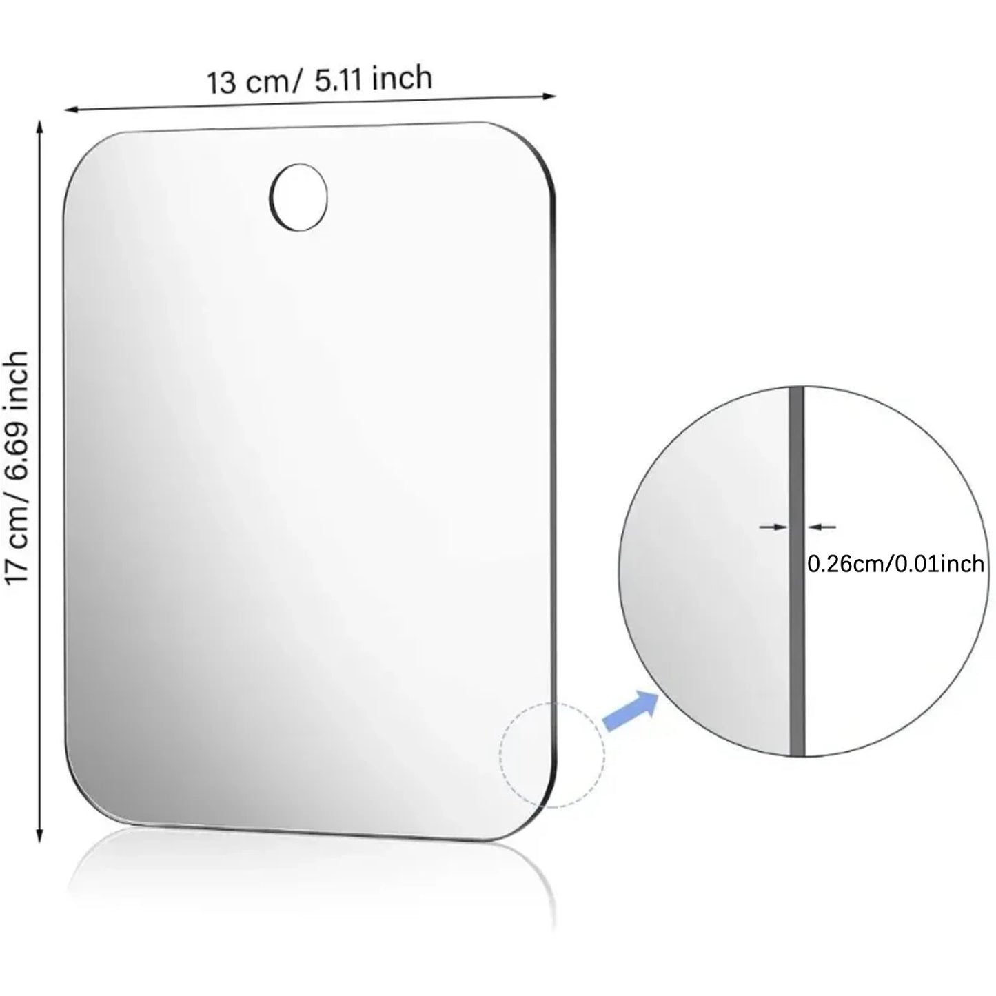 Fogless Shower Mirror | Acrylic | Rectangle | 6 Inch