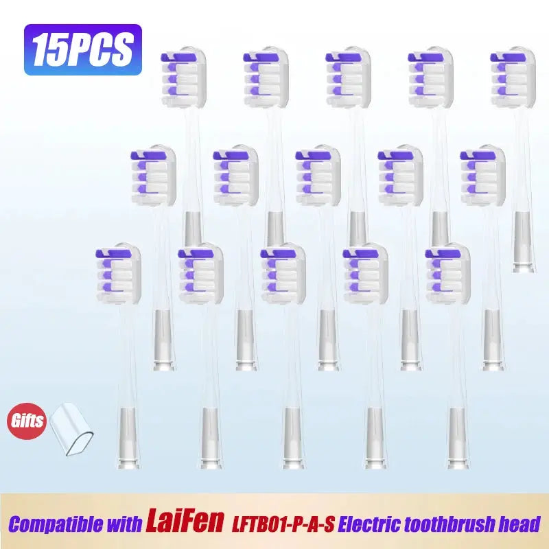 15pcs Brush Head Compatible with LaiFen LFTB01-P-A-S Sonic Electric Toothbrush Vacuum Packaging from PriceLows™