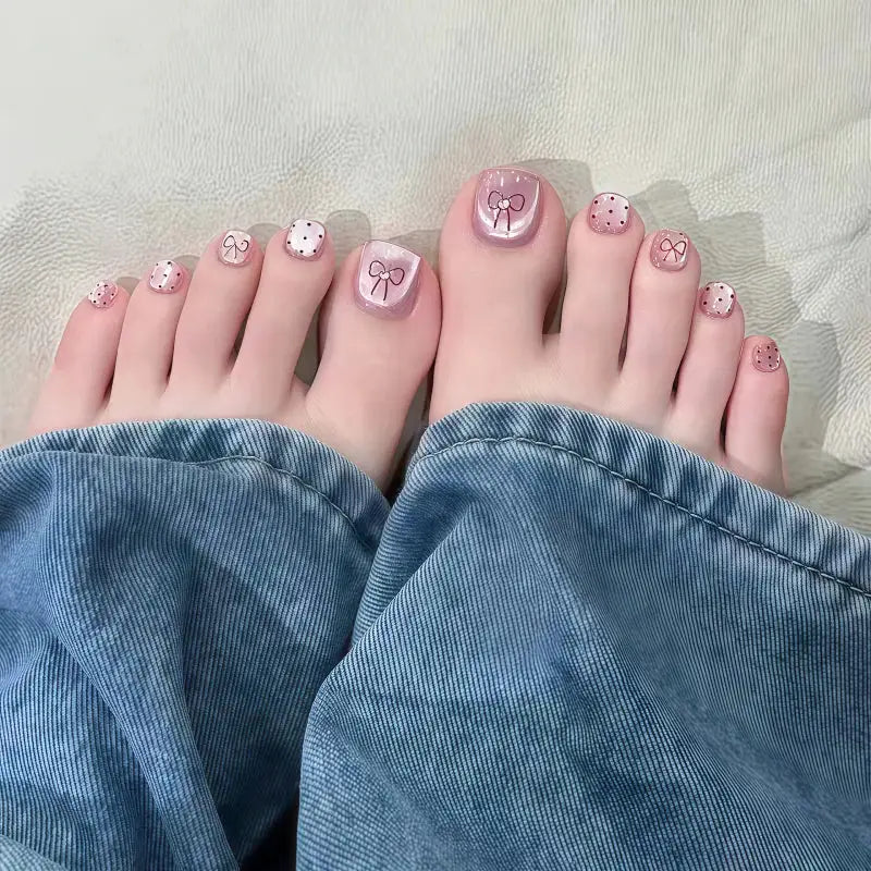 Press On Toenails | Light Pink Cat Eye | 24 Piece Set | All Sizes