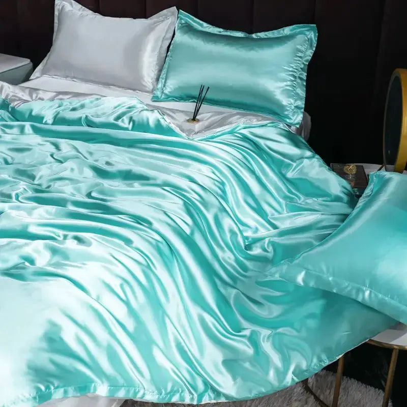 Ice Silk Bedding Set | Satin Duvet Cover | 100Gsm Solid Color | 5Ft To 7Ft Fits