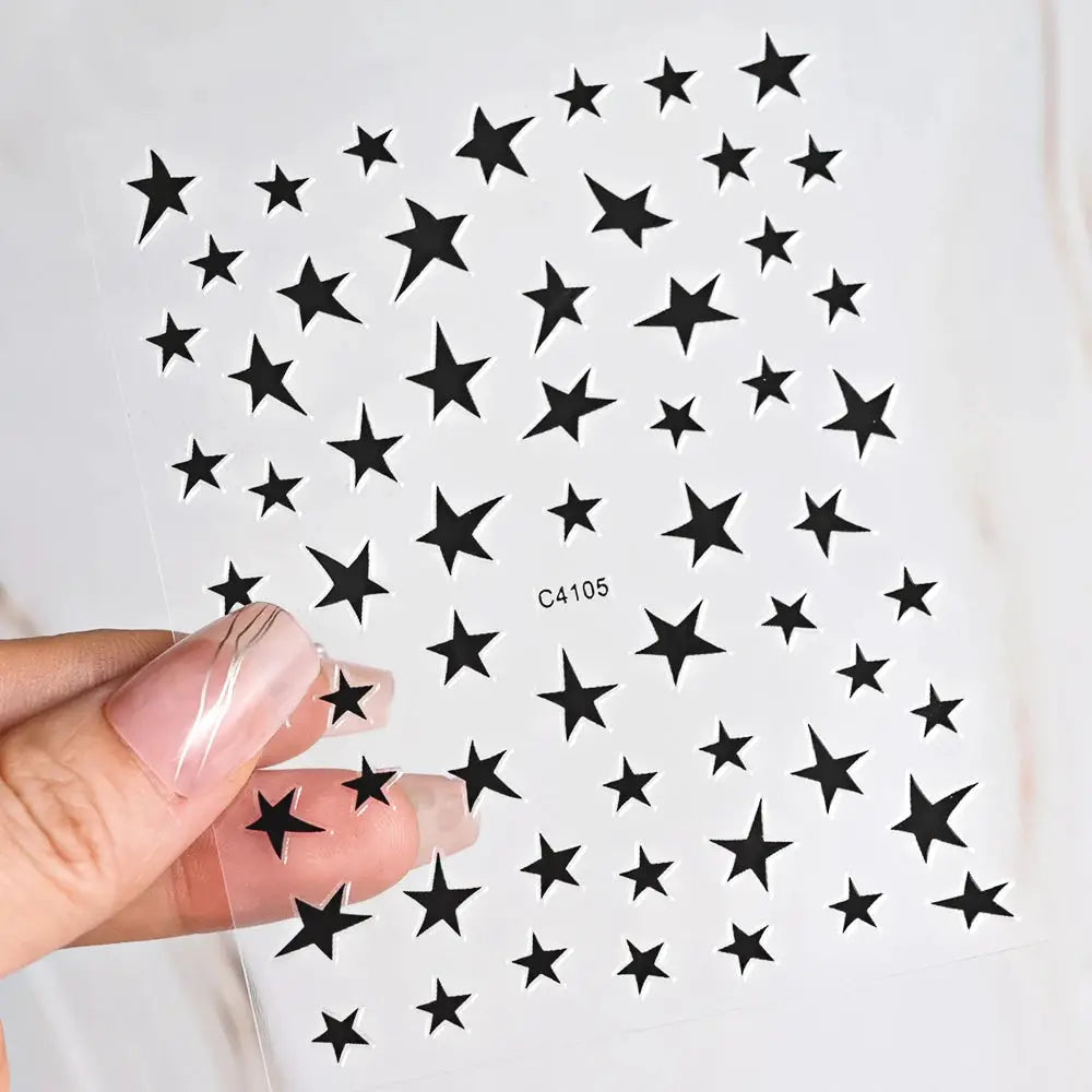 3D Bronzing Laser Silver Irregular Star Nail Decals Metallic Effect Silver Pentagram Nail Decals Adhesive Nail Art Star Stickers from PriceLows™