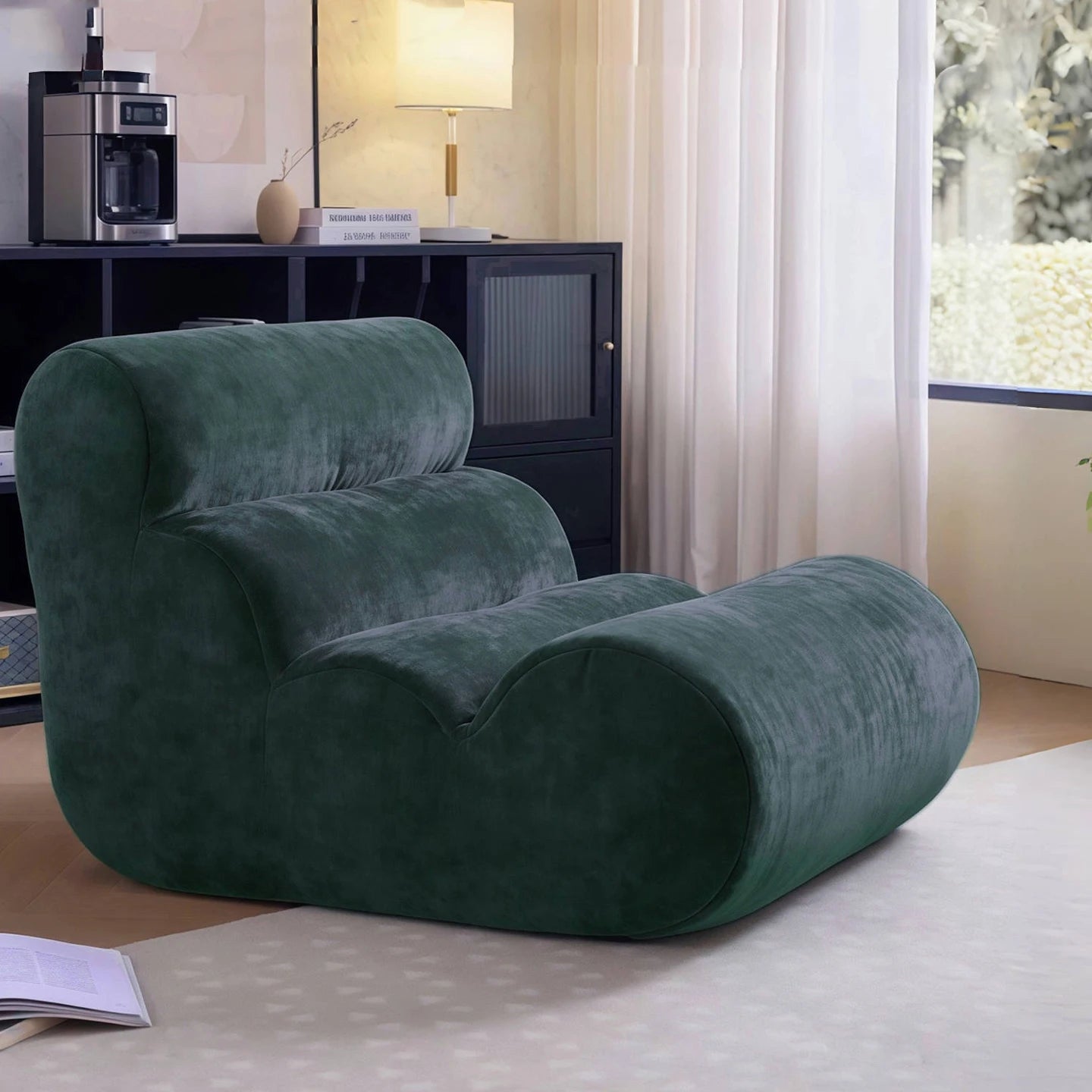 Lounge Chair | Velvet Fabric | No Assembly | One Size