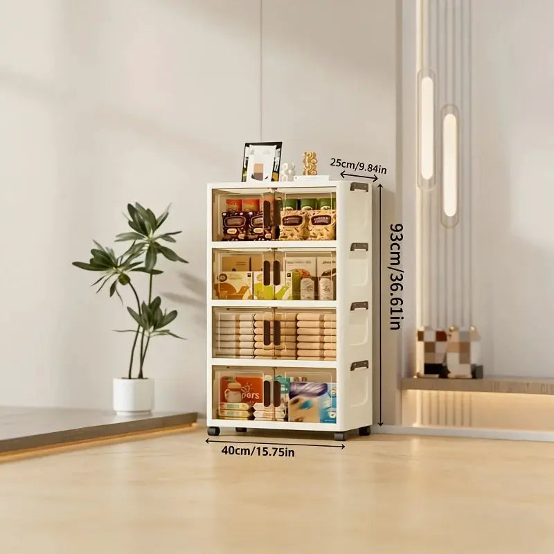 3/4/5 Layer Folding Storage Cabinet - Plastic Storage Bins with Lids, Collapsible Stackable Containers with Wheels, Living Room Storage Boxes, Home Office Clothes Storage Cabinets And Suitcases, Foldable Organizer System for from PriceLows™