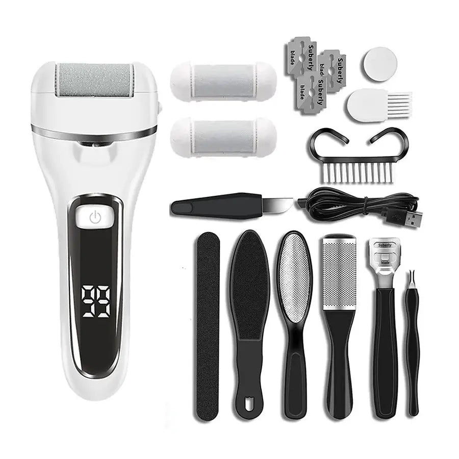 Electric Callus Remover Professional Foot File Grinder Pedicure Machine Rechargeable Heel Cracked Dead Skin Scrubber 3 Heads from PriceLows™