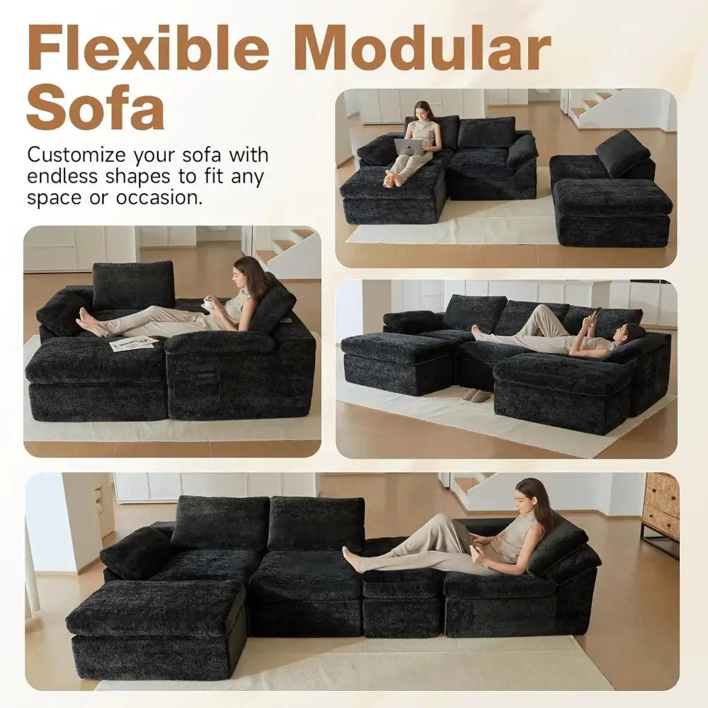 Modular Sectional Sofa | U-Shape Design | Deep Seat Comfort | 5-Seater from PriceLows™