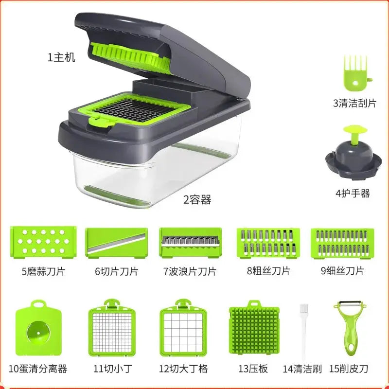 Multifunctional Vegetable Chopper | 15 Functions | Stainless Steel Blades
