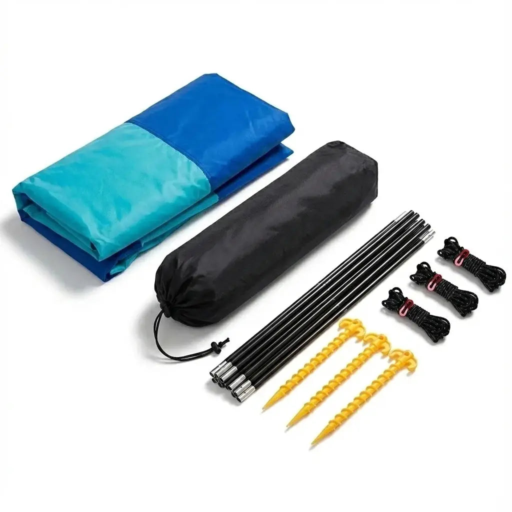 Wind-Resistant Beach Shade Tent 150 sq ft oversized canopy with sand anchors 4 lb ultralightweight UPF 50+ sun protection tent from PriceLows™