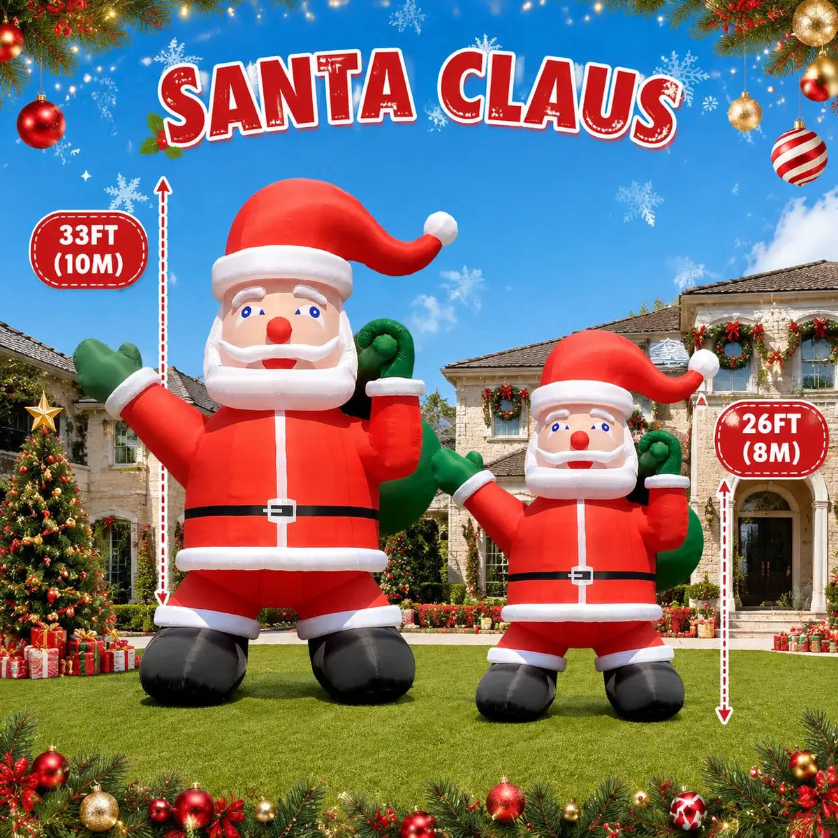Inflatable Christmas Chimney | 28 Ft Or 33 Ft | Outdoor