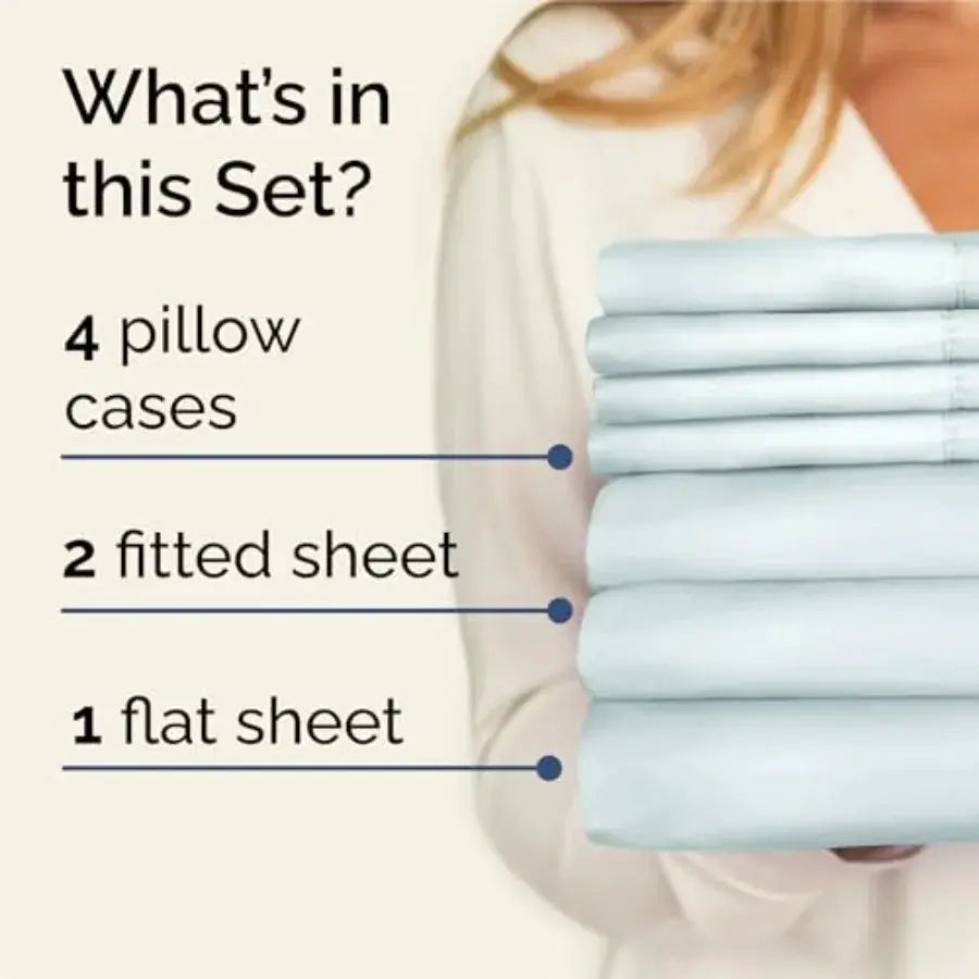 7 Pcs Sheet Set - Comfy, Breathable and Cooling - Soft Hotel Luxury Bedding for Women, Men,,Teens and - 1 Flat and 2 Fitted She from PriceLows™