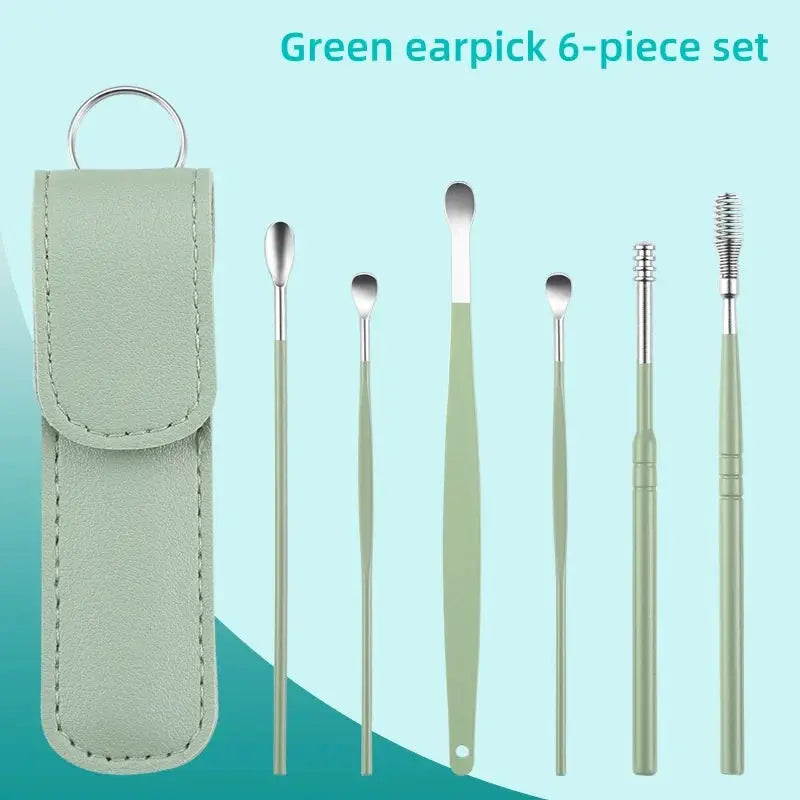 Wholesale Ear Cleaning Tool Stainless Steel Ear Pick Kit &1Pc Storage Bag Earwax Remover Tool from PriceLows™