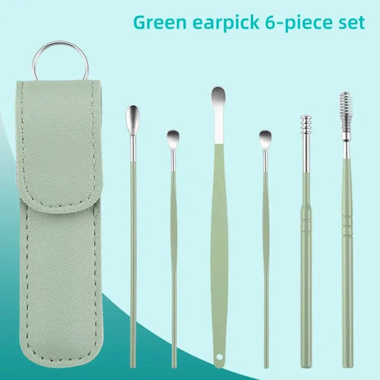 Wholesale Ear Cleaning Tool Stainless Steel Ear Pick Kit &1Pc Storage Bag Earwax Remover Tool from PriceLows™