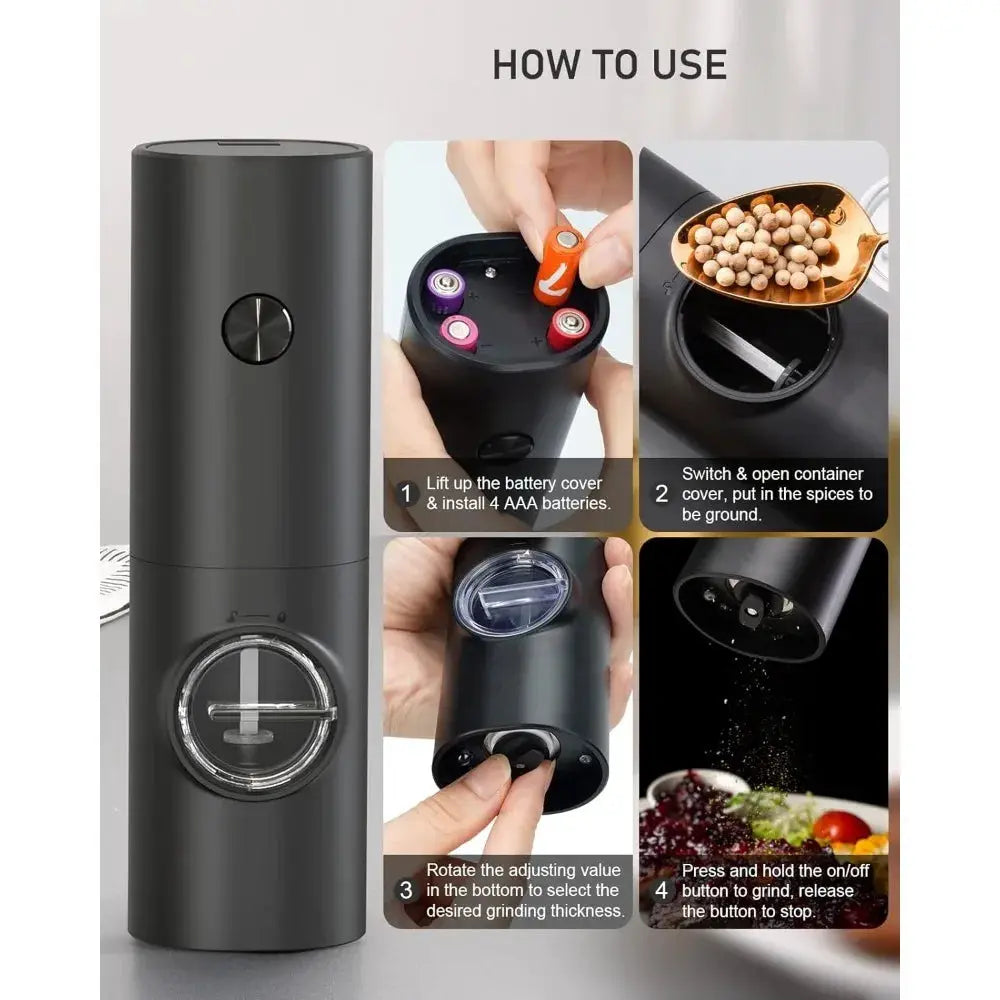 Electric Salt And Pepper Grinder | Battery Powered | Adjustable Grind | 2 Pack