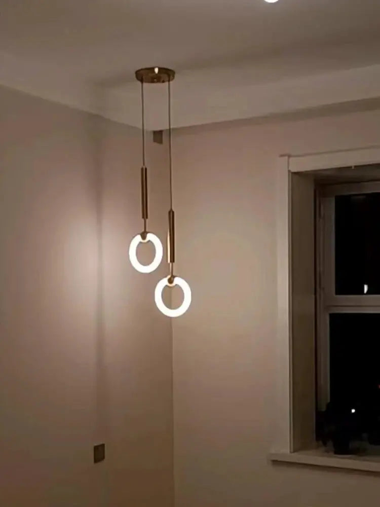 LED Pendant Light | Gold Ring Structure | Modern Minimalist Curve