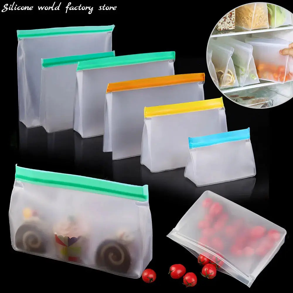 Reusable PEVA Food Bag | Leakproof | Stand Up Design | 15.5x12x5.5cm