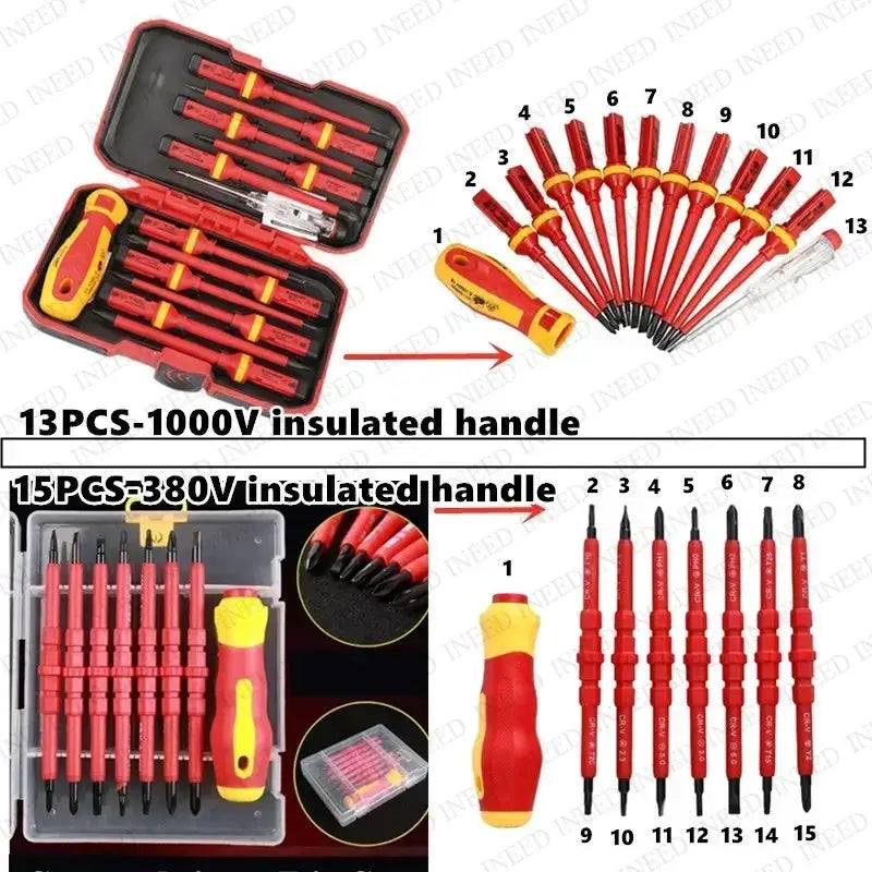 13-in-1 Electrician Repair Tools Kit Changeable Insulated Screwdrivers Set Magnetic Slotted Bits Repair Tool Electrician Tool from PriceLows™