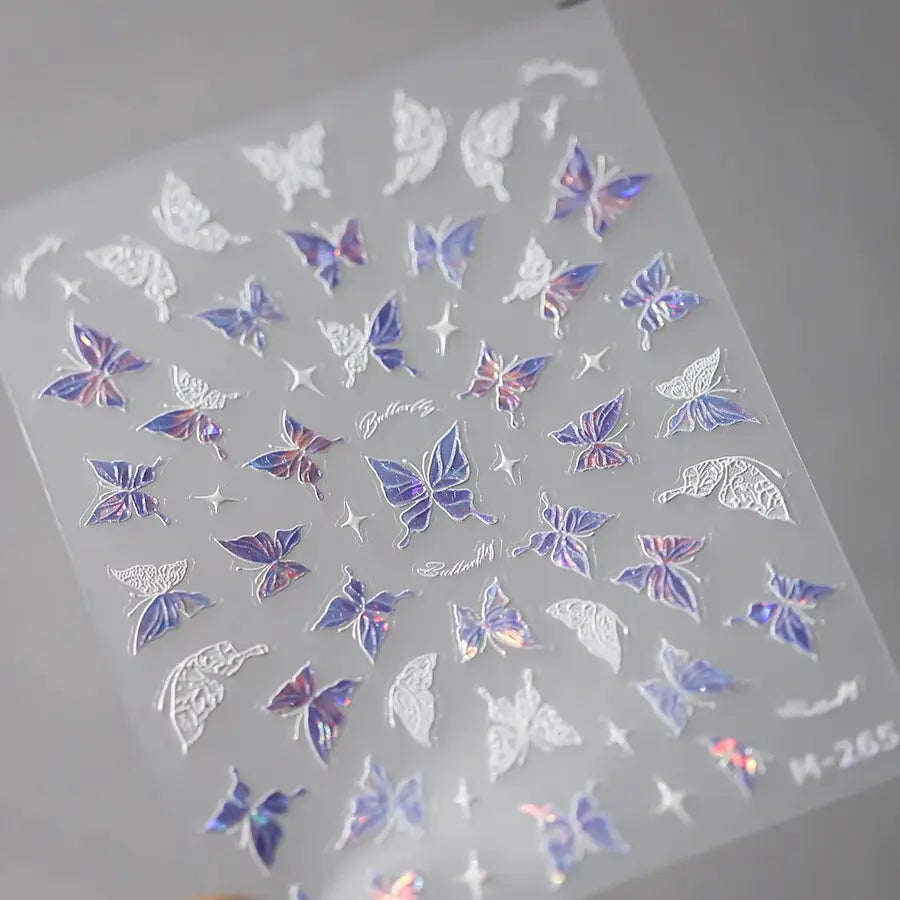 1Pcs 5D Embossed Aurora Butterfly Nail Art Stickers Self Adhesive Decals For Nails Decoration DIY 3D Acrylic Nail Supplies Parts from PriceLows™