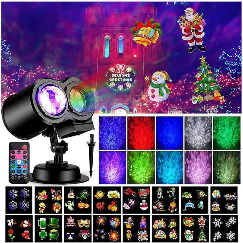 Outdoor Holiday Projector Lights | HD Moving Patterns | 2 In 1 Decor Effects