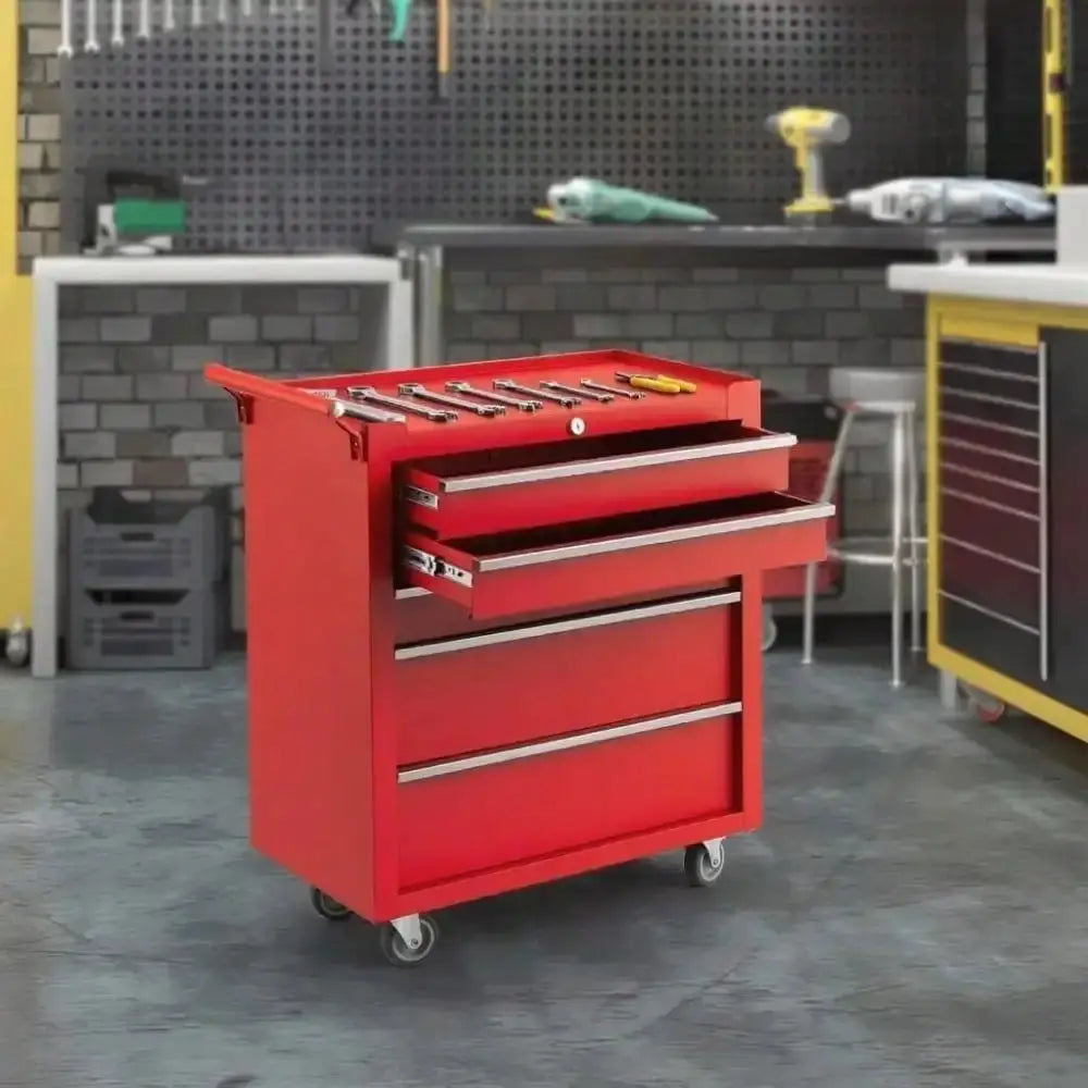 5-Drawer Rolling Tool Chest Organizer - Heavy-Duty Steel Mobile Cabinet With Lockable Wheels, Smooth-Glide Drawers, Protective Liners, Side Handle For Garage, Workshop, Warehouse from PriceLows™