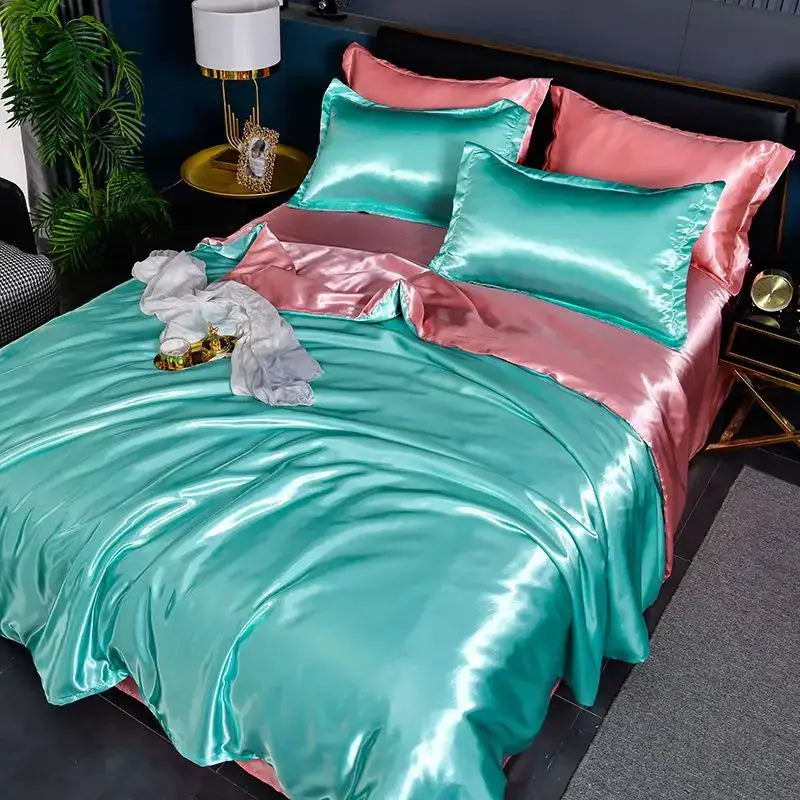 Satin Bedding Set | 100Gsm Silky Finish | Duvet Cover Set | Queen King Size