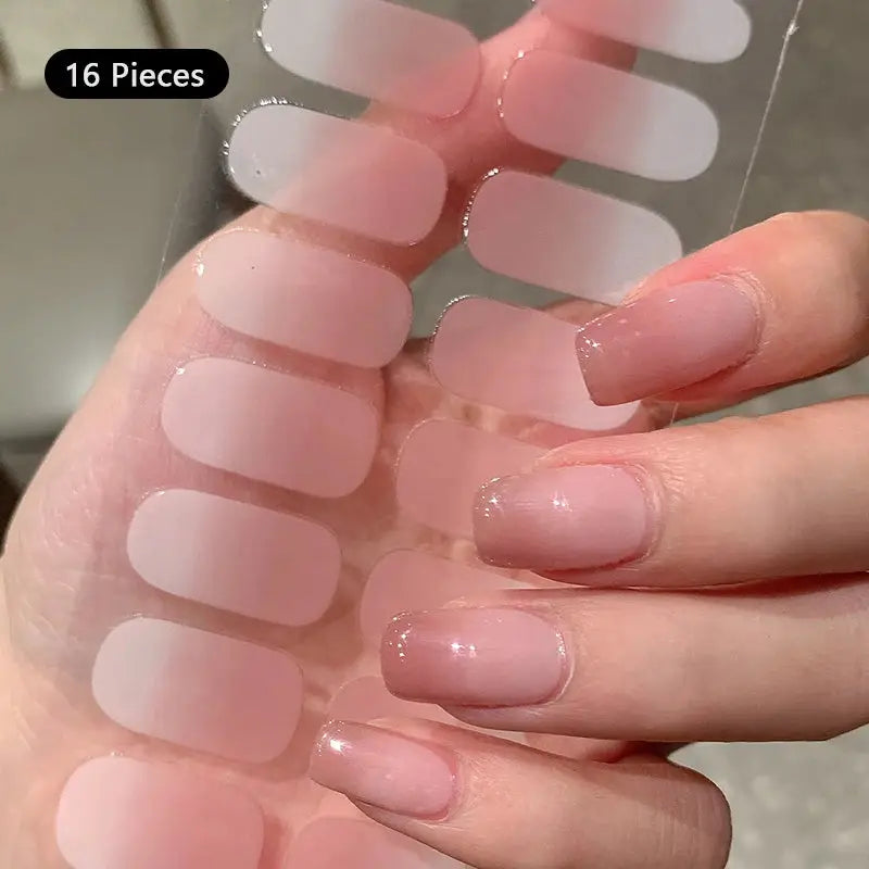 14/16Tips Full Cover Gradient Nail Stickers Multi Color Self Adhesive Slider No Need UV Lamp Cured Press ON Nail Decal from PriceLows™