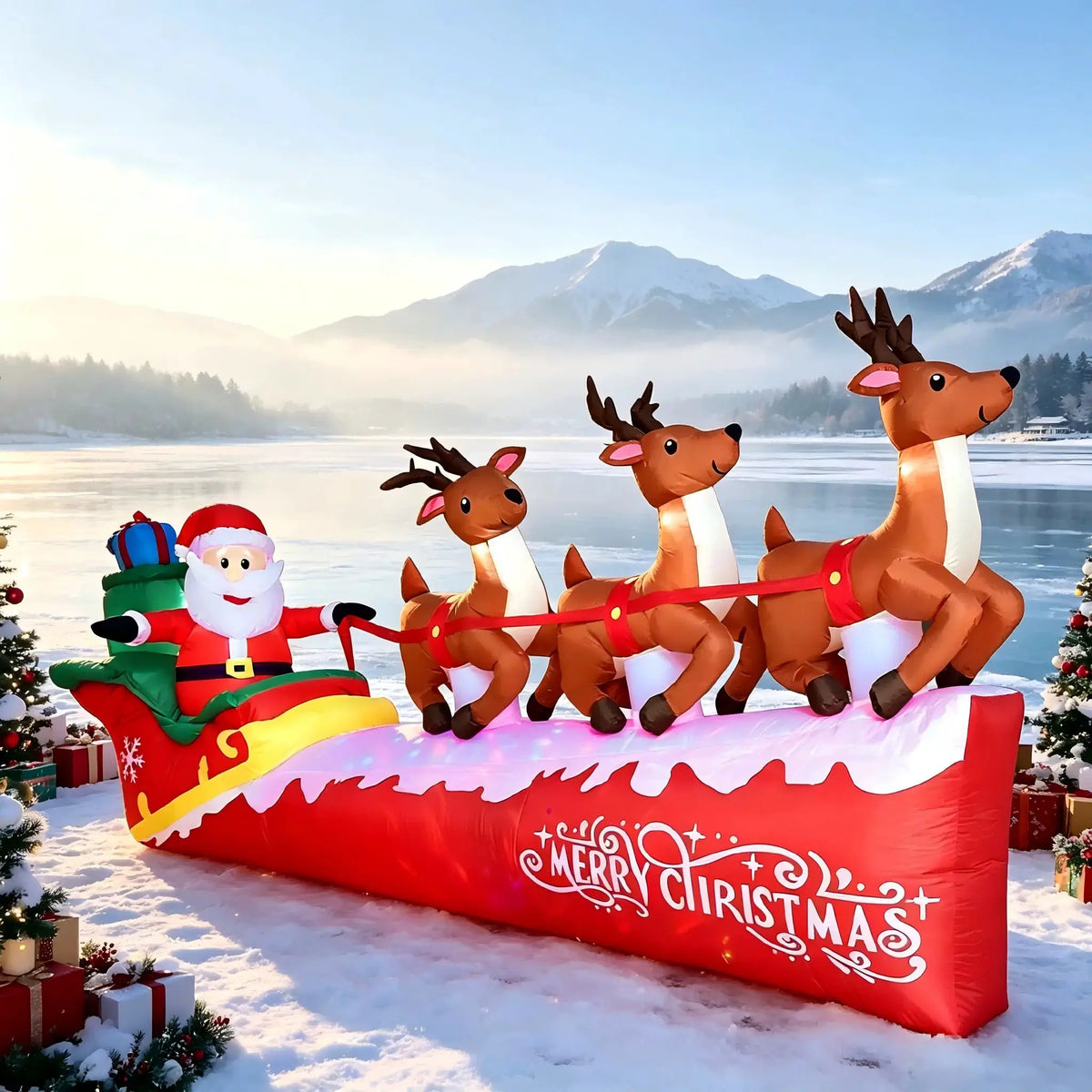 Christmas Inflatable | 10 Foot Santa | Integrated LED Lights | Outdoor Decor