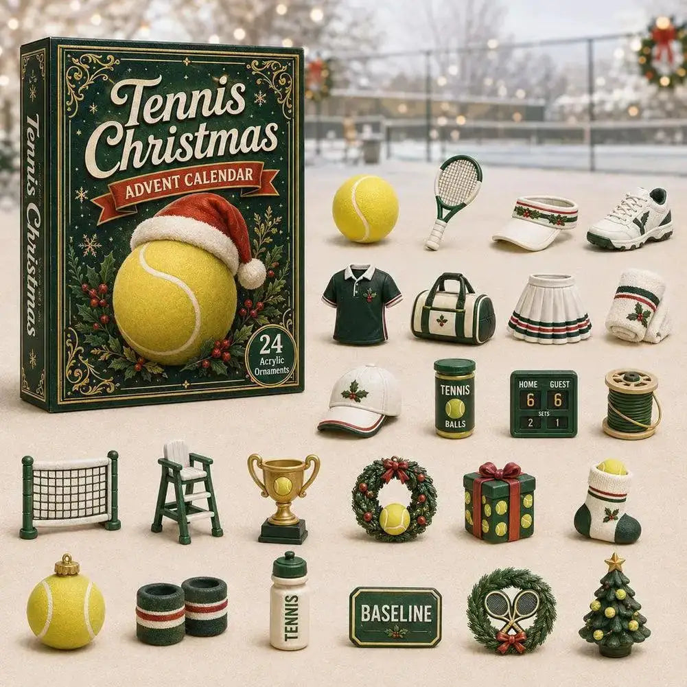 Tennis Advent Calendar | 24 Day Countdown | Clear Acrylic Ornaments