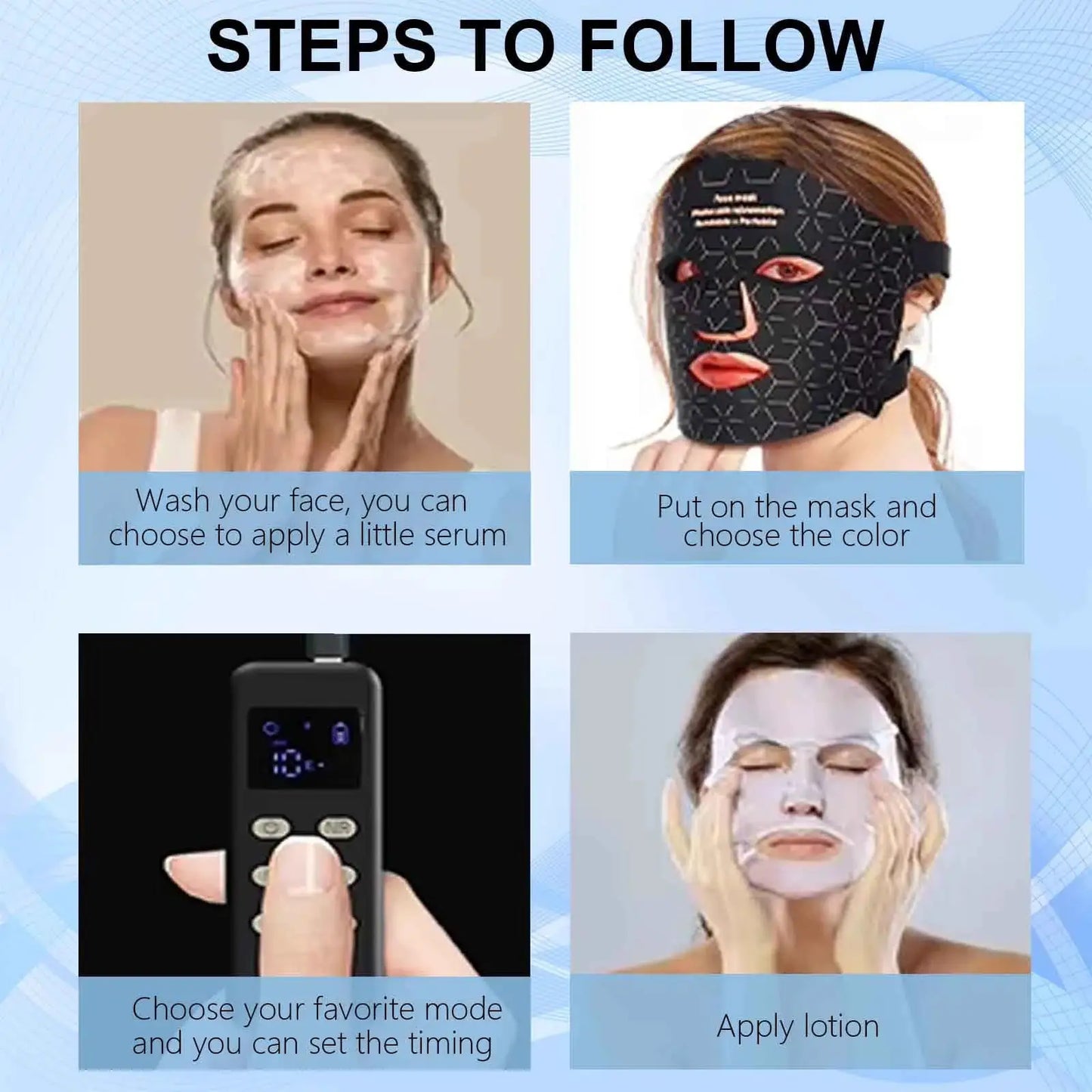 Silicone LED Mask Face 4 Colors LED Light Photon Red Light Near Infrared Therapy Anti Aging Skin Rejuvenation Lifting Tighten Beauty Mask Home Use Red Light Therapy Mask for Face from PriceLows™