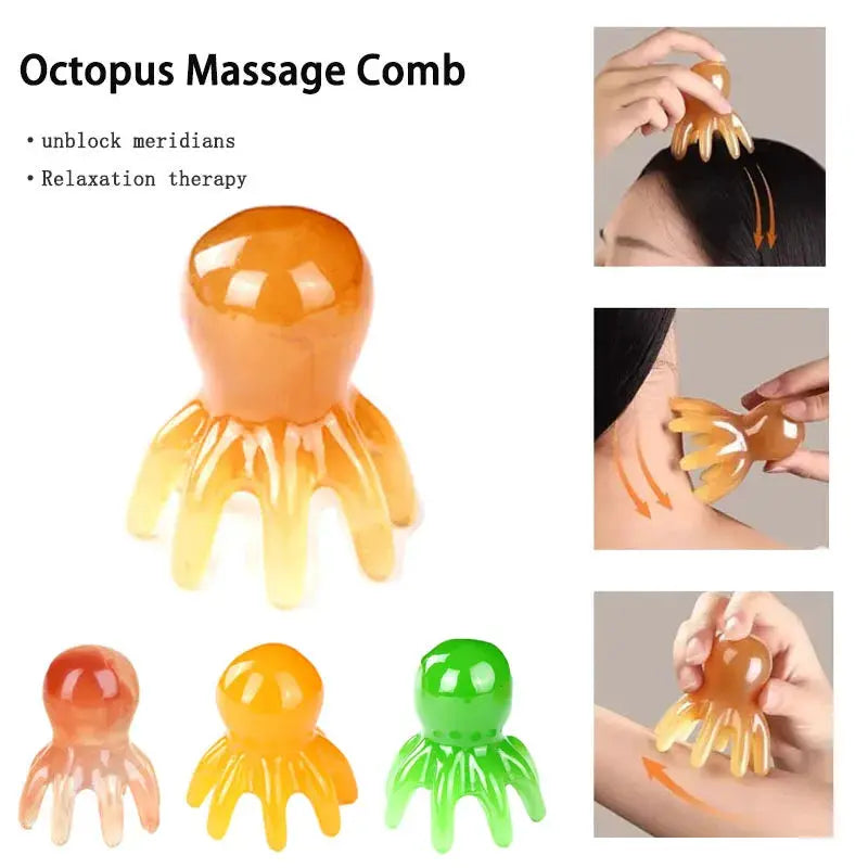 Resin Octopus Massage Comb | Meridian Scraping | Acupuncture Tool