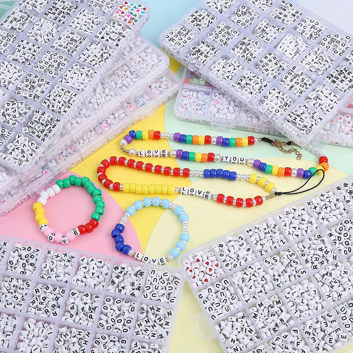 Acrylic Alphabet Beads | 6x6/4x7mm | Heart Shape | DIY Craft Kit