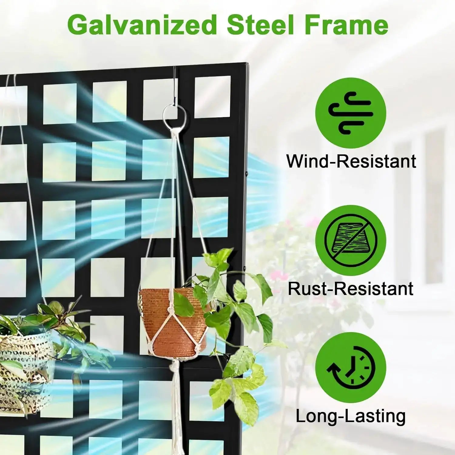 Metal Raised Garden Bed with Trellis, Privacy Planter with Privacy Screen & Drainage Holes, Outdoor Planter Box Standing from PriceLows™