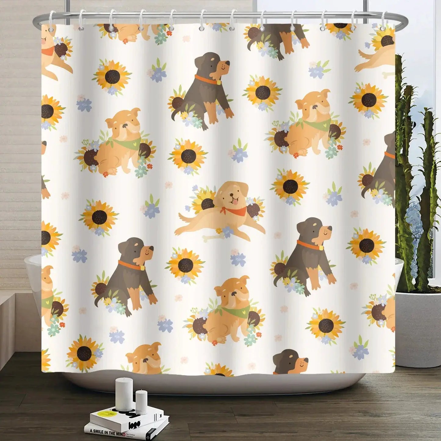 Cartoon Cat Shower Curtain Funny Animal Cute Cat Dog Kids Print Waterproof Bath Bathroom Shower Curtains Decoration with Hooks from PriceLows™
