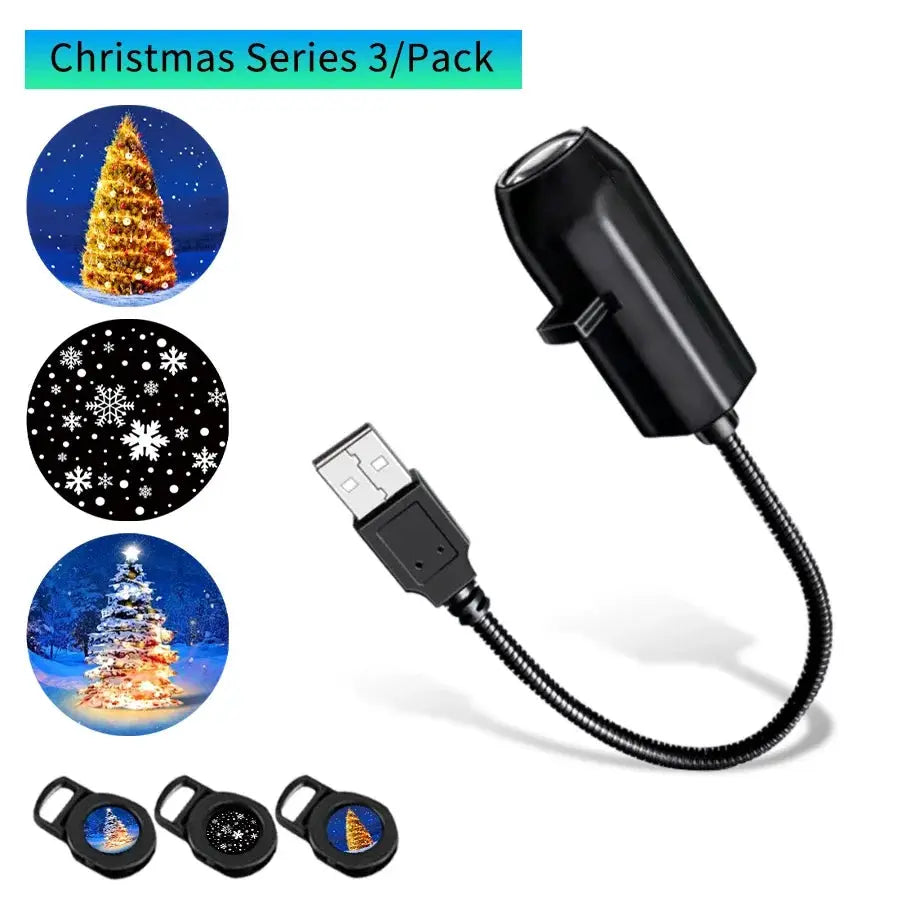 USB Projection Lamp | Mini Black Plastic | USB Powered | Switchable Disk
