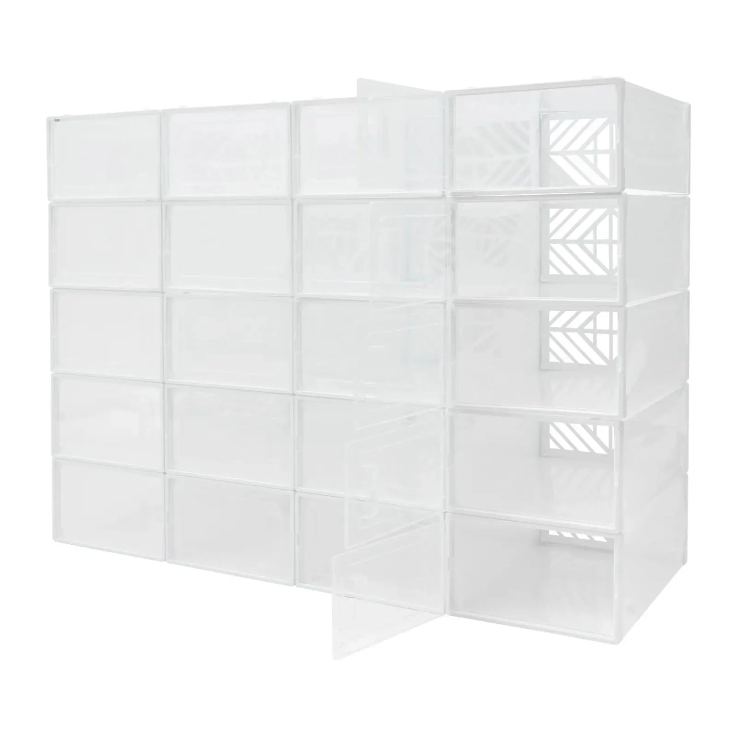 20 Pcs Shoe Storage Box Transparent PP Plastic Shoe Cabinet Moisture & Dust Proof Modern Organizer Black/White from PriceLows™