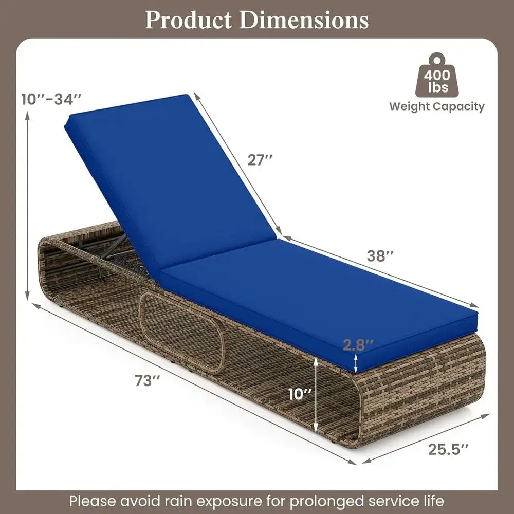 7-Position Reclining Patio Sun Lounger with Cushion, Adjustable Backrest, and Storage, Ideal for Poolside Relaxation (Navy) from PriceLows™