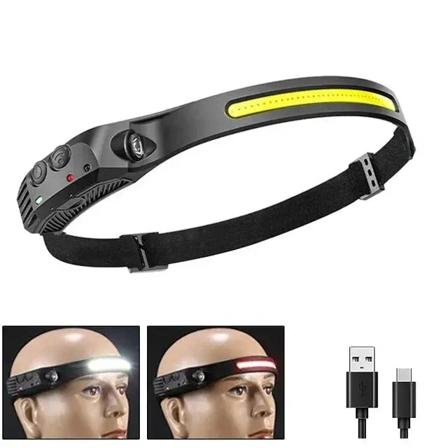 Powerful COB Induction Headlamp 5 Lighting Modes Head Flashlight Built-in Battery USB Charging Outdoor Camping Fishing Headlight from PriceLows™