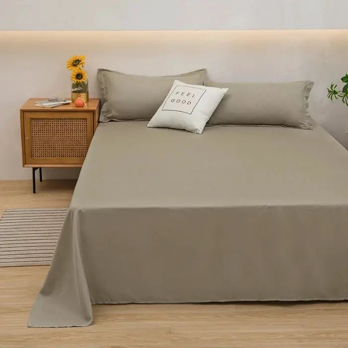 1pc Solid Color Flat Bed Sheet Soft Home Linen for Single/Double/Queen/King Beds from PriceLows™