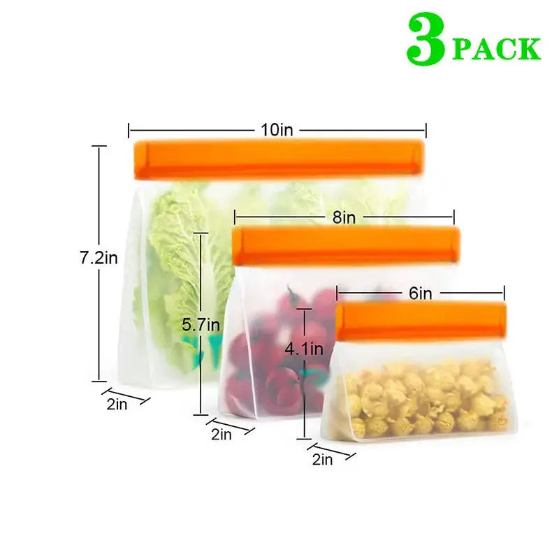Reusable PEVA Food Bag | Freezer Safe | Leakproof | Stand Up