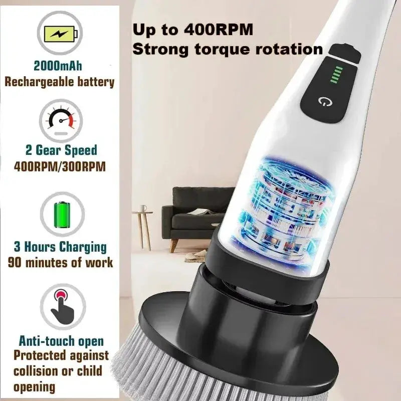 Electric Cleaning Brush | Cordless Spin Scrubber | Kitchen And Bathroom | Pack
